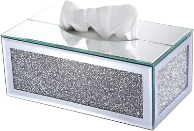 Elegante Glazen Zakdoekdoos met Kristallen Afwerking voor Thuisdecoratie en Tafelgebruik, Stijlvolle Servet Houder