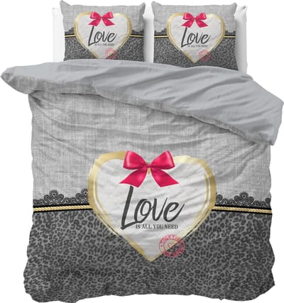 Sleeptime Katoen Wild Love 3 - Dekbedovertrekset - Lits-Jumeaux - 240x200/220  - Grijs