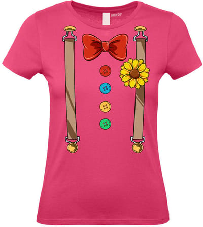 Dames T-shirt Bretels Kostuum | Carnaval | Carnavalskleding Dames Heren | Roze | maat XS