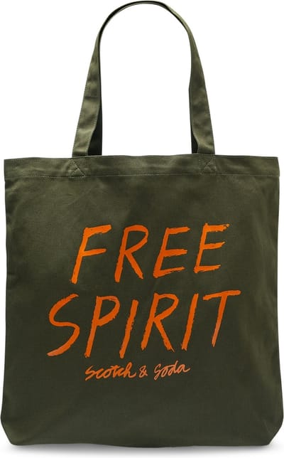 SCOTCH & SODA Schoudertas Canvas Artwork Print Tote Bag Military Olijfgroen
