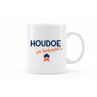 Houdoe en Bedankt Mok – Warme Brabantse Afscheids Tekst Koffiemok – 330 ml Keramische Mok