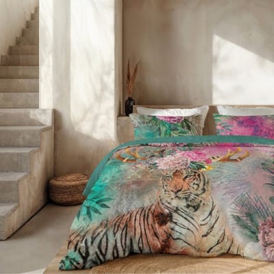 Dekbed-Discounter - Presence Dekbedovertrek 140 x 200/220 cm - Verkoelend Percale Katoen - Korte instopstrook - Wassen op 40 graden - Inclusief 1 kussensloop - Tiger Excotic