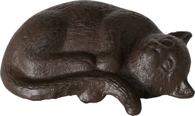 Beeld slapende poes bruin gietijzer 16 cm
