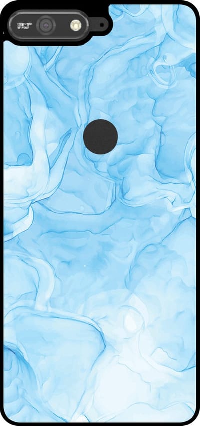 Smartphonica Telefoonhoesje Geschikt voor Huawei Y6 Prime (2018) met marmer opdruk - TPU backcover case marble design - Lichtblauw geschikt voor Huawei Y6 (2018)