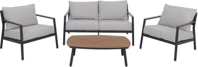 Aluminium tuinset MCW-P79, loungeset zitgroep bank tuinlounge, stof/textiel olefine 210 g/m² ~ lichtgrijs
