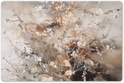 Placemats 45x30 cm - Placemat kunststof - 1 stuk - Amandelbloesem - Kunst - Van Gogh - Beige - Abstract - Borden onderleggers - Decoratie voor op tafel - Keuken tafeldecoratie accessoires - Vinyl onderlegger - Tafelversiering