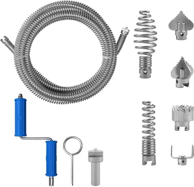 Professionele Rioolspiraal met 5 Meter Lengte en 6 Accessoires voor Afvoerontstopping