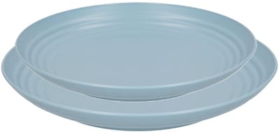 Plasticforte camping borden set - blauw - kunststof - 2 soorten - 12x stuks - onbreekbaar servies - platte bordjes