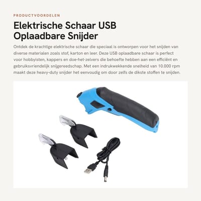 Dailygoods - Elektrische Schaar - USB Oplaadbare Snijder - Heavy-Duty - Compact - Effectief voor Stof en Meer - Ideaal voor Creatieve Projecten - Voor...