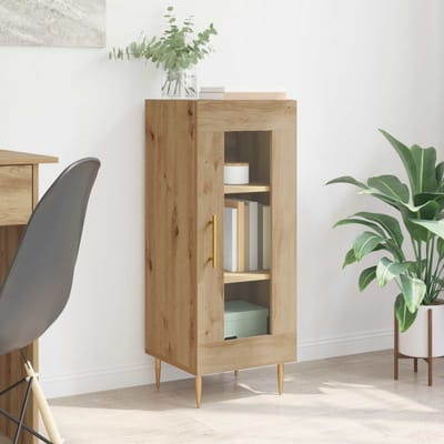 vidaXL - Dressoir - artisanaal - eikenkleurig - 34 - x - 34,5 - x - 90 - cm - Bewerkt - hout