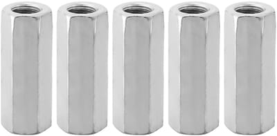 Dailygoods- Zeskantmoer 5 Stuks - Lange Stang - Koppelingsmoer - Schroefdraadbevestigingen - Verzonken Koolstofstaal - M12*50 15 mm - Bevestigingsmoer