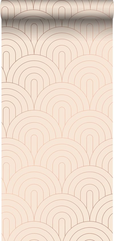 ESTAhome behang art deco bogen licht perzikroze en roségoud - 53 cm x 10.05 m - 139216