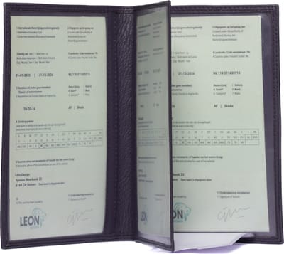 LeonDesign - Paspoort hoesje - Paars leer - A6 formaat - Unisex design - Handgemaakt autopapieren mapje of paspoorthouder