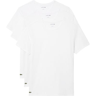 Lacoste Heren 100% Katoen Rond T-shirt Wit (3 stuks) - Maat M