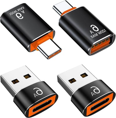 USB A naar USB C Adapter Set van 4, OTG Adapter voor MacBook, iPhone en Samsung Galaxy, Snelle Gegevensoverdracht en Duurzaam Ontwerp