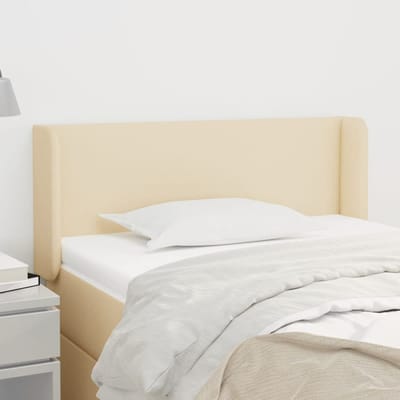 vidaXL - Hoofdbord - met - randen - 103x16x78/88 - cm - stof - crèmekleurig
