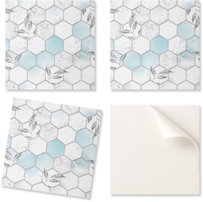 Decoratieve vinyl wandtegels met zeshoekig patroon en bladeren, 20x20x20 cm