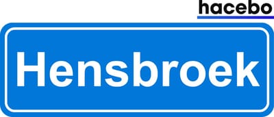 Hacebo - Plaatsnaam Sticker - 29x10 CM - Hensbroek sticker - Verkeersborden sticker - grappige cadeaus - Hensbroek