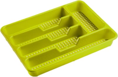 2x stuks bestekbakken/bestekhouders 5-vaks lime groen - 34 x 25 x 4 cm - Keuken opberg accessoires