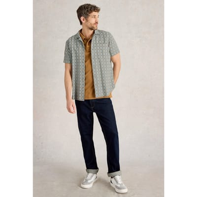 White Stuff Ss Overdye Check Shirt Light Blue Maat: M | Casual Overhemden Outlet | Heren | Blauw