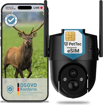 Bewakingscamera Buiten - Beveiligingscamera 4G - Objecten Beveiligen - Pan & Tilt Functie - 3MP Groothoek - Zwart