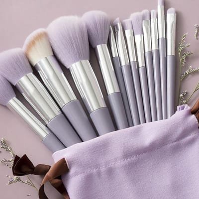 13-delige Set Make-up Kwasten Tool Kit Handheld Zachte Blending Cosmetica Kwasten Kit voor Gezichtspoeder paars