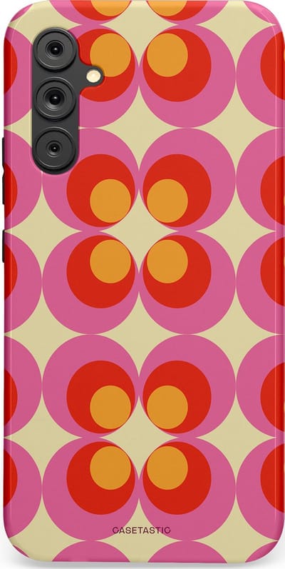 Casetastic hoesje geschikt voor Samsung Galaxy A34 (2023) 5G - Dubbellaagse bescherming - Circle boogie - Fashion Case - Roze Rood Zand Okergeel