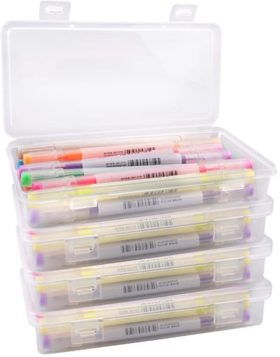 Dailygoods - Transparante Pennenbox, Stapelbaar, 4 Stuks, Voor