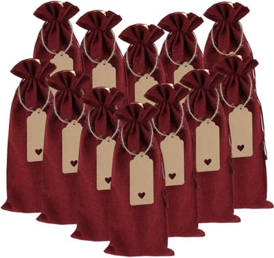 12 Stuks Herbruikbare Wijnzakken met Trekkoord voor Flessen - Perfect voor Feesten, Bruiloften en Cadeaus