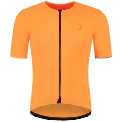 BBB Cycling Essence Fietsshirt Heren Korte Mouw - 15-25 °C - Ademend MTB en Wielrenshirt met 3 Achterzakken - Neon Oranje
