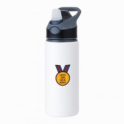 Hacebo® - liefste zoon van de wereld waterfles met rietje zwart - Zoon - de liefste zoon - verjaardagscadeau - verjaardag - cadeau - cadeautje voor zoon - zoon artikelen - kado - geschenk - gift - water fles - 650ML