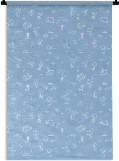 Wandkleed - Wanddoek - Patronen - Geboorte - Blauw - 120x180 cm - Wandtapijt