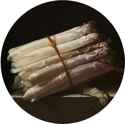 Stilleven met asperges, Adriaen Coorte - Foto op Behangcirkel - ⌀ 40 cm