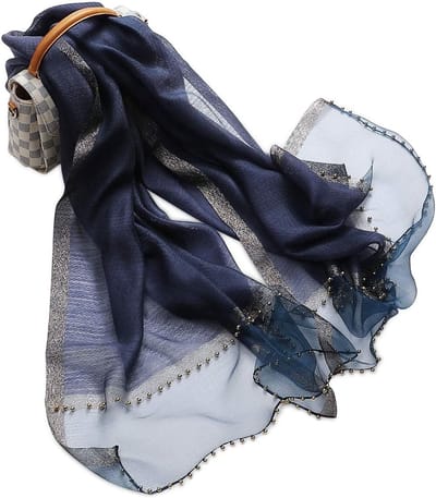 Elegante Lente Zijde Chiffon Sjaal voor Dames met Tulle Beading Decoratie en Zonbescherming - Modieuze Neckerchief en Stola voor Elke Gelegenheid