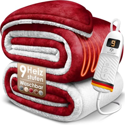 Dubbelzijdige Elektrische Deken van Sherpa-Fleece met Timer – 9 Temperatuurniveaus, Wasbaar tot 40 °C, Auto-Uitschakeling, Digitale Display