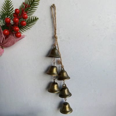 Metalen Bellen aan Touwen Windgongen Huisdecoratie, Positieve Energie Bescherming Voor Deurhendel, Kerstdecoratie Hangende Bellen Kerstdecoraties one-size brons