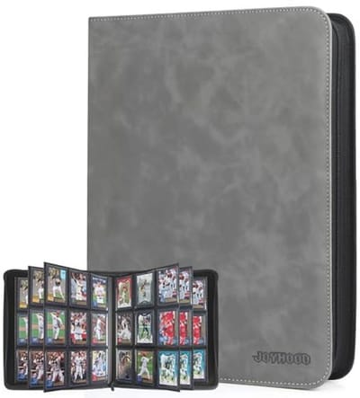 Top Loader Kaart Album - 9 Compartimenten Kaartmap voor 252 Trading Cards met Cases - Geschikt voor Sportkaarten - Grijs