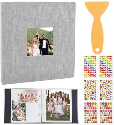 Dailygoods- Fotoalbum 30 Pagina's - Zelfklevend - Harde Omslag - Linnen - 28 x 27 cm - Voor Bruiloft/Reizen - Herinneringsalbum