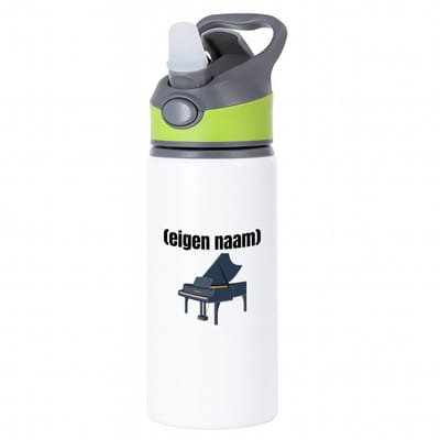 Hacebo® - piano met eigen naam waterfles met rietje groen - Piano - muziek liefhebbers - iemand die houdt van piano spelen - verjaardag - cadeau - kado - water fles - 650ML