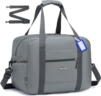 Reisweekender Tas 40x30x25 cm - Vouwbare Luchtvaarttas voor Fitness en Sport - Lichtgewicht Handbagage voor Mannen en Vrouwen, Grijs