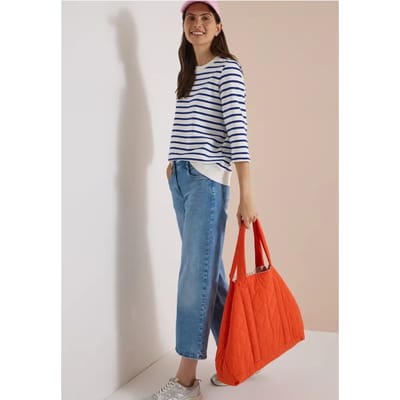 Sweatshirt met 3/4-mouwen, ronde hals en strepen
