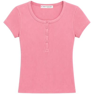 Katoenen Strak Fitted Knop Tanktop