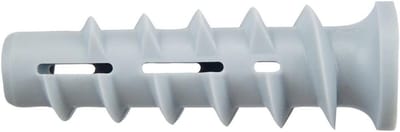 Cellenbetonanker Kunststof - Plug Turbo Anker - Bevestigen Wanddecoratie - Spiraalvormige Buitendraad - 25 stuks - Grijs