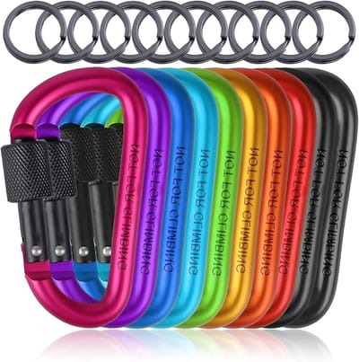 20 Stuks Verbeterde D-ring Locking Carabiner Haken voor Outdoor, Camping en Klimactiviteiten