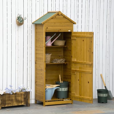MIVRAY Tuinkast - Weerbestendige Opbergkast Met 2 Deuren En Planken - Voor Tuingereedschap In Tuin Of Terras - Hout - 79x49x191,5 Cm