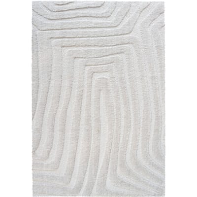 Vloerkleed Lima Creme 240 x 340 cm - Organisch Design Vloerkleed met Hoog-Laag Structuur in Scandinavische / Japandi Stijl