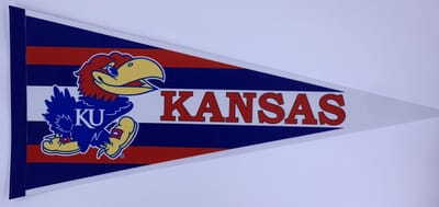 Kansas University - University of Kansas - Kansas Uni - KU - NCAA - Vaantje - American Football - Sportvaantje - Wimpel - Vlag - Pennant - Universiteit - Ivy League amerika - 31 x 72 cm - Cadeau sport - Cadeau uni