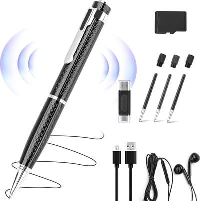 64GB spraakrecorder met afspeelfunctie: digitaal opnameapparaat met intelligente ruisonderdrukking voor vergaderingen | lezingen | cursussen - draagbare audiorecorder voor studenten | gebruik op de werkplek | tolken