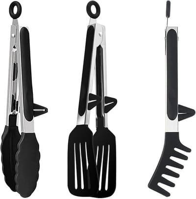 Set van 3 RVS Barbecue Tangenset met Stand - Perfect voor Spaghetti, Steak en Salades - Duurzaam Keukengerei voor Koken en Grillen