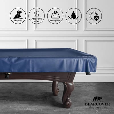 Pooltafelhoes Kunstleer - Tafelbeschermer - Tafel Beschermen - Waterdicht Scheurbestendig - 9FT - Blauw